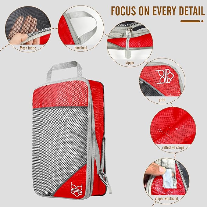 8 Set Compression Packing Cubes for Travel, Expandable Luggage Organizer with Shoe Bag & Laundry Bag - Lightweight Suitcase &