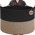 INDRESSME 115L Extra Large Storage Baskets for Organizing, Blanket Basket Living Room Dog Toy Bin, Wicker Storage Woven Laund