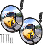 KJE 2Pcs 12" Acrylic Convex Mirror – 160° Wide-Angle Traffic Blind Spot Mirrors, Adjustable Corner Mirror in Garage, Driveways, Stores, Warehouses, for Outdoor and Indoor Use