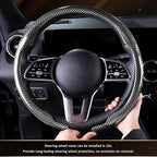 Aimato Car Steering Wheel Cover Carbon Fiber, Ultra-Thin Car Steering Wheel Cover,Comfortable & Breathable Microfiber,Universal Fit for Most Cars, Bright Silver