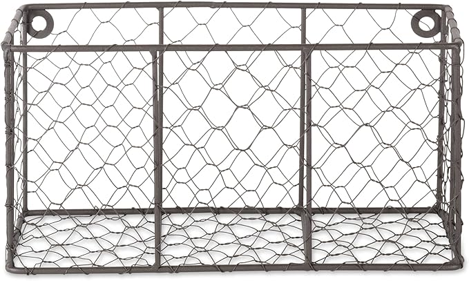 DII Chicken Wire Collection Farmhouse Vintage Wall Baskets, Small Basket, Vintage Grey