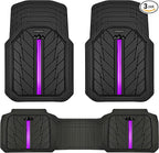 CAR PASS Rubber Floor Mats for Cars, Car Mats Full Sets DeepDish,Universal S~L Size Trim-to Fit Automotive Floor Mat for Truck Van SUV, Heavy Duty Waterproof All-Weather Floor Liners Black Purple