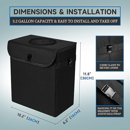 Tapha Car Trash Can with Lid, Leak-Proof Car Organizer and Storage, Waterproof Car Garbage Can, Multipurpose Trash Bin for Car
