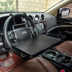 2 in 1 Car Steering Wheel Tray/Back Seat Headrest Tray for Eating Food Drink and Writing Laptop Work, Black Car Desk