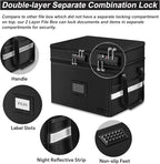 ETRONIK Fireproof Document Box with Lock, 2 Layer File Cabinet Organizer with 5 Tab Inserts, Portable Office Collapsible File