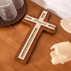 OKSQW Wall Wooden Cross Christians Cross Spiritual Religious Gifts With Hook on Hanging Wall Or Table With Blessed and Wood B