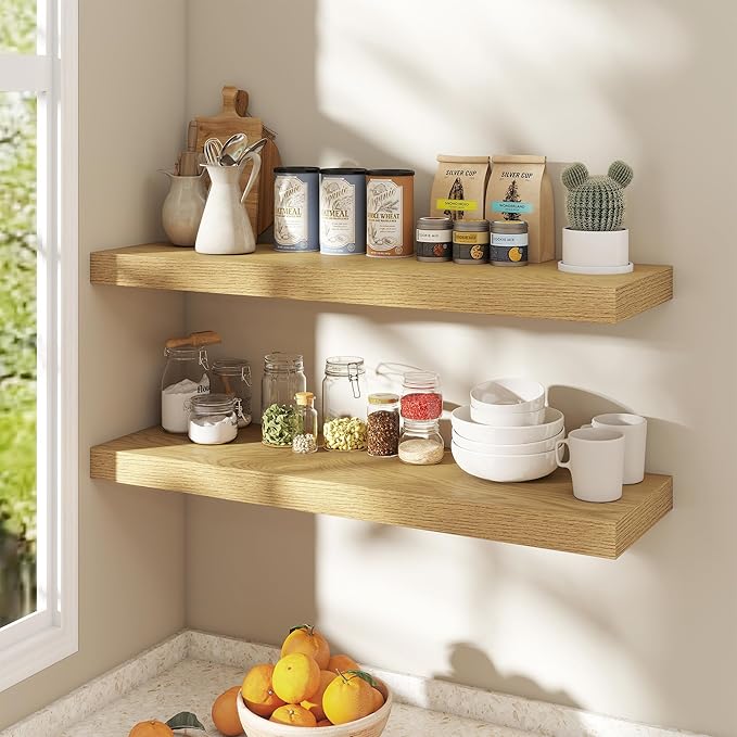 Dreamland 36 Inch Floating Shelves for Wall,8 Inch Deep Floating Shelves,36" W x 8" D Wall Shelves for Bedroom,Living Room,Ki