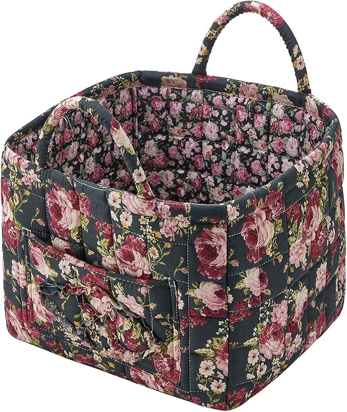 Boho Fabric Storage Basket, Large Capacity Laundry Basket, 12.2'' x 10.23'' x 10.23'' Collapsible Laundry Hamper with Easy Ca