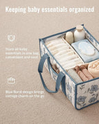 Blissful Diary Floral Diaper Caddy Organizer, Stylish Nursery Storage Basket, Gift for Baby Shower, Newborn Essentials, Peony