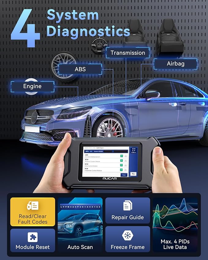 MUCAR CS90 OBD2 Scanner Diagnostic Tool with 28+ Reset Services, Oil/EPB/SAS/BMS/Injector, ABS Bleeding, Throttle Relearn, ABS