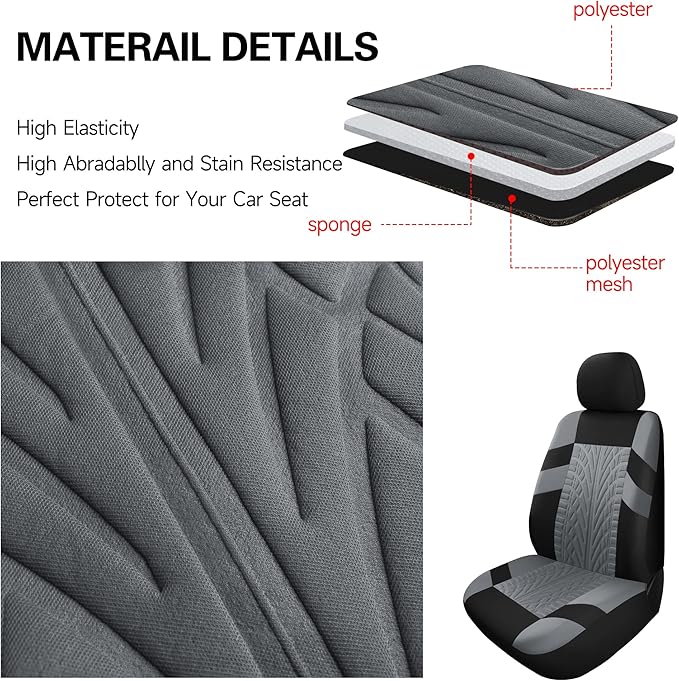 Pariitadin Car Seat Covers Full Set, Washable and Breathable Premium Cloth Automotive Vehicle Seat Cover for Car Interior, Un