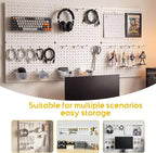 Peg Board for Tools, 4 Pack Metal Pegboard Wall Organizer with Hooks,16"×12" White Pegboard Panels for Walls Home, Garage Too