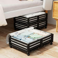Bamboo Under Bed Storage Containers- Underbed Organizer with Wheels with Large Capacity Dust Bag,Sturdy Wood Rolling Under Be