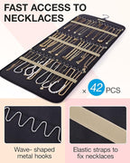 BAGSMART Hanging Jewelry Organizer Storage Roll with Hanger Metal Hooks Double-Sided Jewelry Holder for Earrings, Necklaces, 