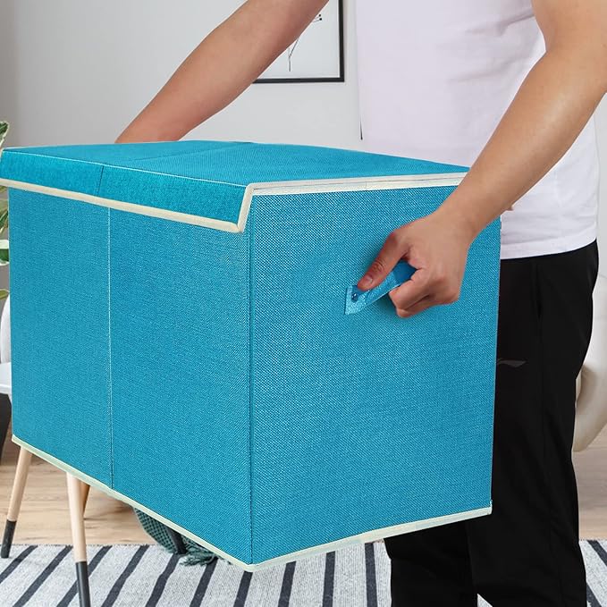 popoly Large Toy Box Chest Storage with Flip-Top Lid, Collapsible Toy Bin Storage Organizer for Boys, Kids, Girls, Toys, Play