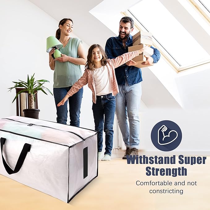 HOMESURE 12 Pack Large Strong Moving Bags with Zippers & Carrying Handles - Water-Resistant - Heavy Duty Storage Tote for Spa