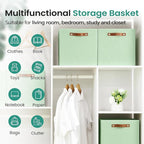 FinishingBo 6-Pack Storage Cubes with Handles & Label Holders Basket, Closet Cube Home Organizer Bins(Green, 13 x 13 x 13 inc