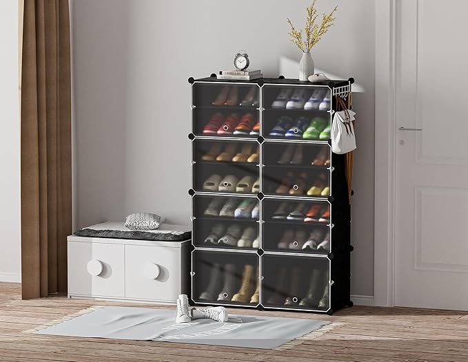 HOMIDEC Shoe Rack, 8 Tier Shoe Storage Cabinet 32 Pair Plastic Shoe Shelves Organizer for Closet Hallway Bedroom Entryway