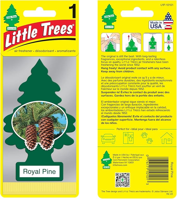 LITTLE TREES Car Air Freshener | Hanging Paper Tree for Home or Car | Royal Pine | 12 Pack