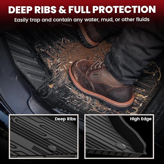 LASFIT Floor Mats for Ford Explorer 2020-2026 7 Passenger TPE All Weather Protector Anti-Slip Floor Liners, 2026 2025 2024 2023 2022 2021 2020 Explorer 7 Seats Accessories, 1st& 2nd& 3rd Row, Black