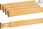 Fyvva Drawer Divider, Adjustable Bamboo Kitchen Drawer Organizer, Spring Loaded Drawer Organizer, Dresser Separators for Kitc