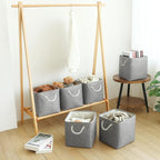 FinishingBo Large 11x11 Inch Cube Storage Bins with Cotton Handles for Closet, Shelves, Clothes, Towel (Gray-6 Pack)