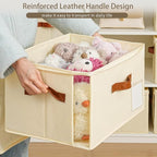 4 Pack Large Storage Bins with Lids,Foldable Closet Organizer with Clear Window,Collapsible Storage Cubes with Handle,Fabric 