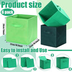 Karenhi 11" x 10. 5" x 10. 5" Green Storage Cube, 6 Pack Fabric Cube Storage Bins Organizer Box, Collapsible Baskets with Han