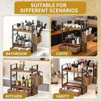 2-Tired Bathroom Counter Organizers and Storage, Bathroom Countertop Organizer with Drawer, Solid Wood Skincare Perfume Organ