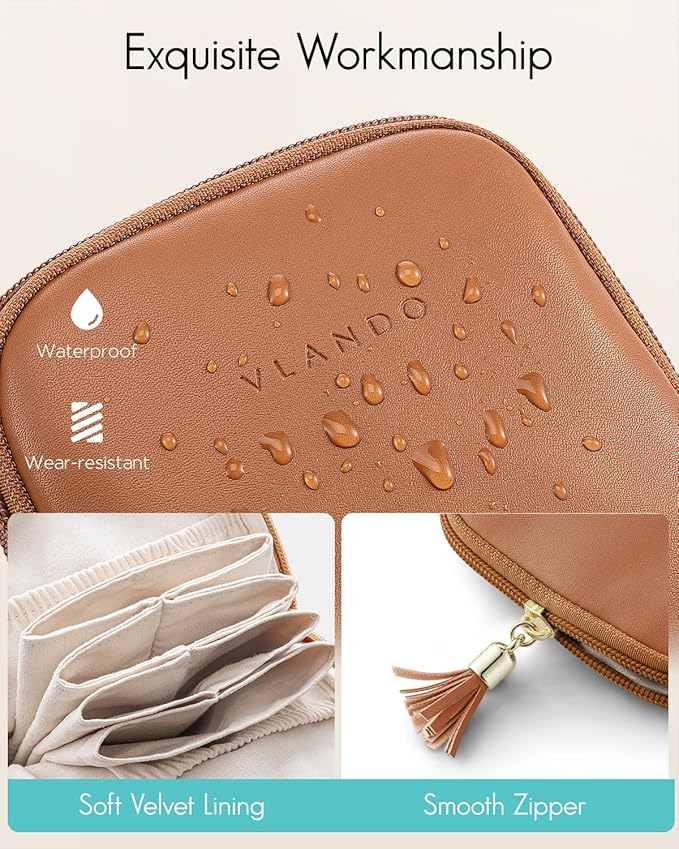 Vlando Small Travel Jewelry Case,Jewelry Pouch Bags with Zipper,Velvet Jewelry Organizer Storage Bag for Bracelet Rings Earri
