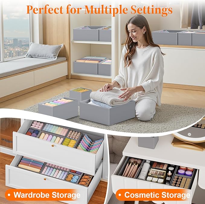 TasticTotes Drawer Organizer Clothes, 16 Pack Drawer Organizers and Underwear Organizer for Nursery, Dividers Clothes Organiz