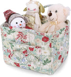 Storage Basket Boho Fabric Large Collapsible Floral Laundry Nursery Hamper Portable Folding Storage for Clothes Toys (Light G