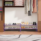 SUFAUY 2-Tier 33" Wide Shoe Rack Closet Metal Wire, Stackable, Purple