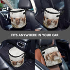linqin Scottish Highland Cow Car Trash Can with Lid Leak Proof Car Trash Bag Waterproof Car Garbage Can, Polyester Trash Bin Hanging for Minivan SUV Truck