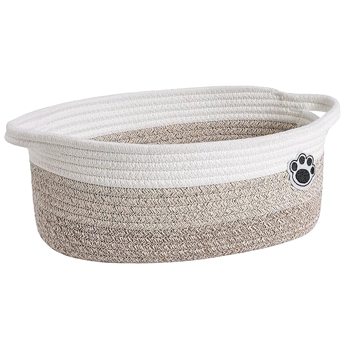 Dog Toy Basket Small Gift Basket for Baby, 12"x 8" x 5" inches Woven Storage Baskets for Dog Cat, Nursery Storage Baskets for