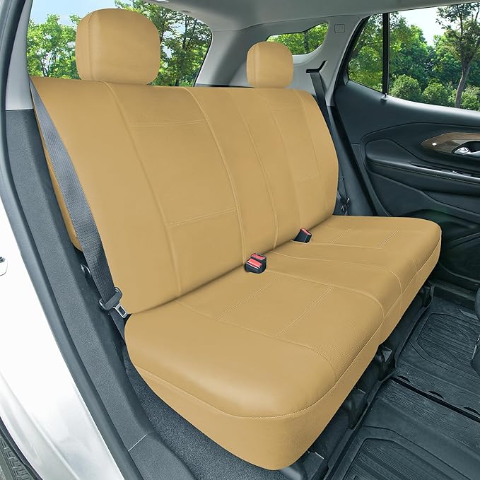 FH Group Three Row Car Seat Covers Deluxe Leatherette with 7 Seater, Airbag Compatible and Rear Split Bench– Universal Fit fo