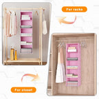 Hanging Closet Organizer, Easy Mount Foldable 5-Shelf Hanging Closet Wardrobe Storage Shelves, Clothes Handbag Shoes Accessor