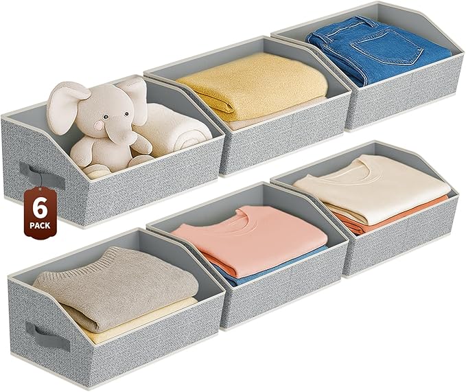 Homsorout Large Closet Organizers and Storage Bins - 6 Pack Trapezoid Storage Baskets for Shelves, Foldable Fabric Baskets wi