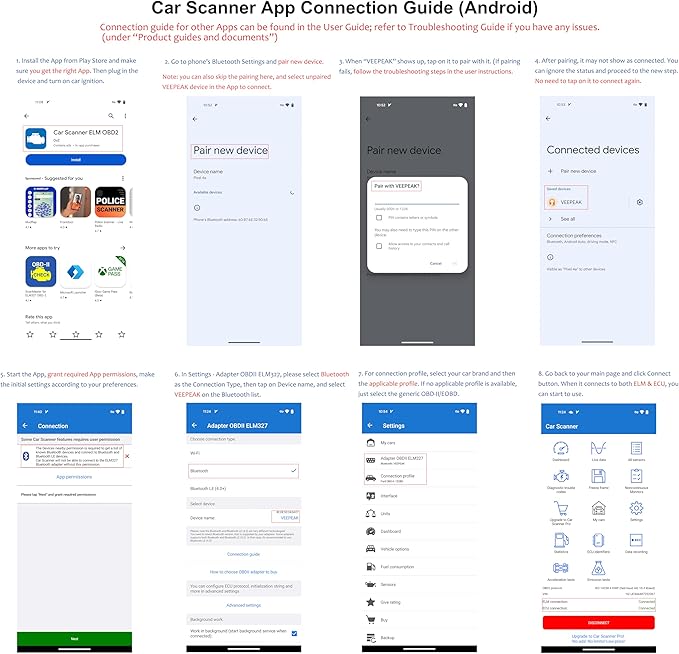 Veepeak OBDCheck BLE+ Bluetooth OBD II Scanner for iOS & Android, Car Check Engine Code Reader Wireless OBD Diagnostic Scan