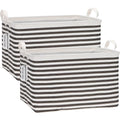 Sea Team 2-Pack Collapsible Canvas Fabric Storage Basket with Handles, Rectangle Waterproof Storage Bin, Box, Cube, Foldable 