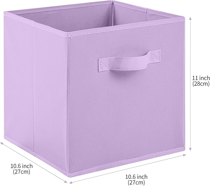 Stero Fabric Storage Bins 6 Pack Fun Colored Durable Storage Cubes with Fabric Handles Foldable Cube Baskets for Home, Kids R
