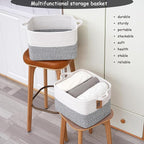 COMFY-HOMI Cotton Rope Woven Basket with Handles for Shelves,Toys,Book, Cloth Storage Baskets Bin for Organizing-13.5"x11"x9.