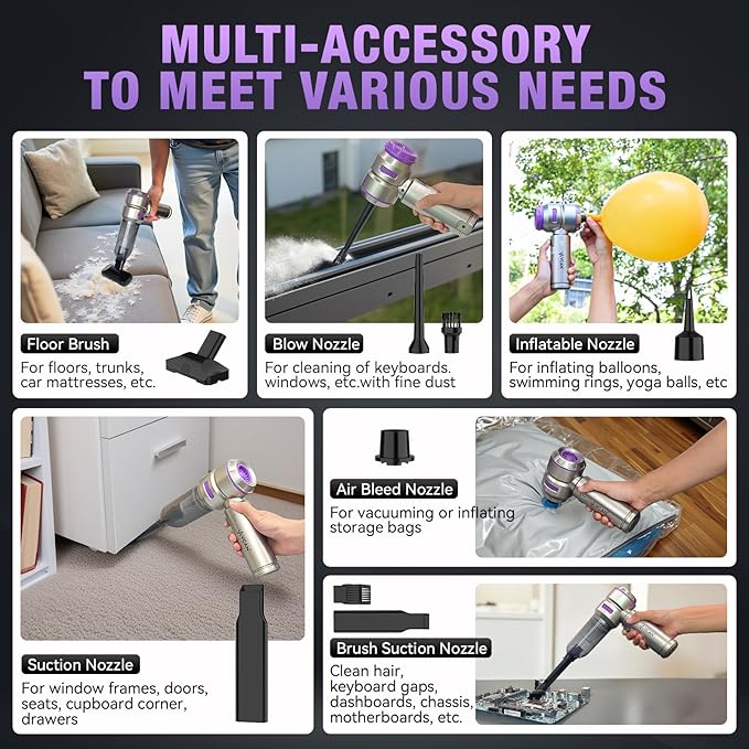 Car Vacuum Portable Cordless 18000PA High Power Mini Vacuum Cleaner Hand Vacuum Cordless Rechargeable, with with Brushless Mo