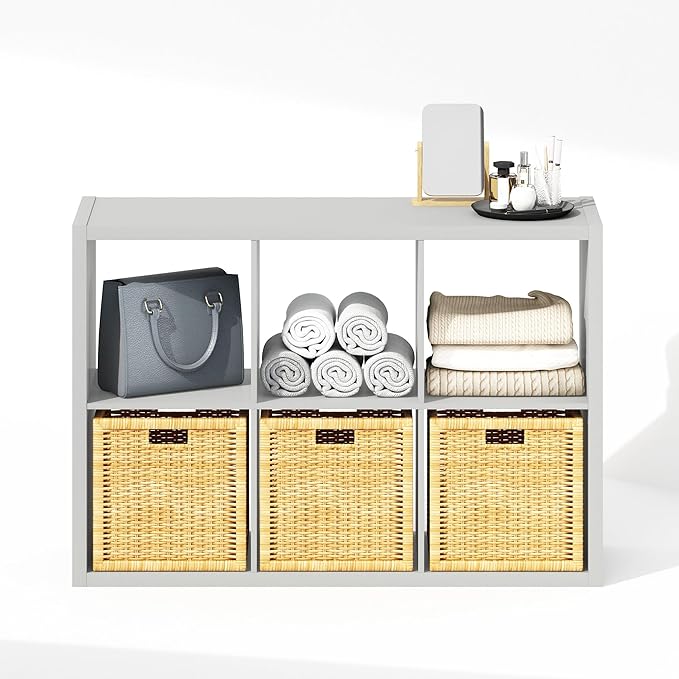 Furinno Cubic Closet Organizers and Storage, 6-Cube Closet Organizer, Open Shelf Closet Storage, Extra Thick Frame for Wardro