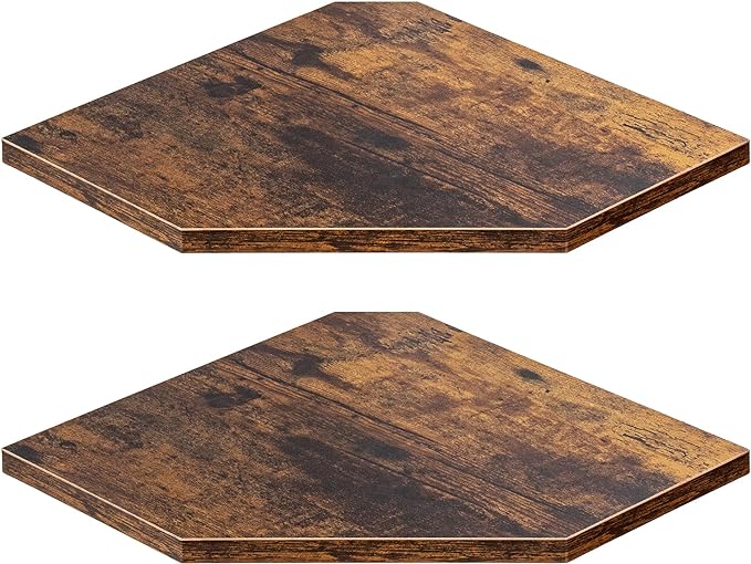 Fun Memories Corner Shelf Wall Mount, Floating Corner Shelves, Set of 2 Corner Wall Shelf Organizer, Rustic Wood Wall Storage