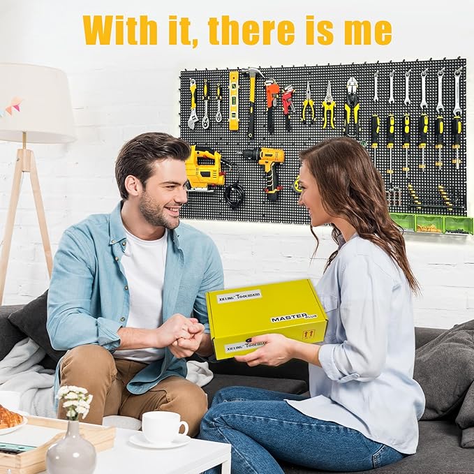 Pegboard Kit: 12 Panels (47" x 24" / 120x60cm, Black) + 428 Hooks & Accessories, Heavy Duty Rustproof Plastic Peg Board for H