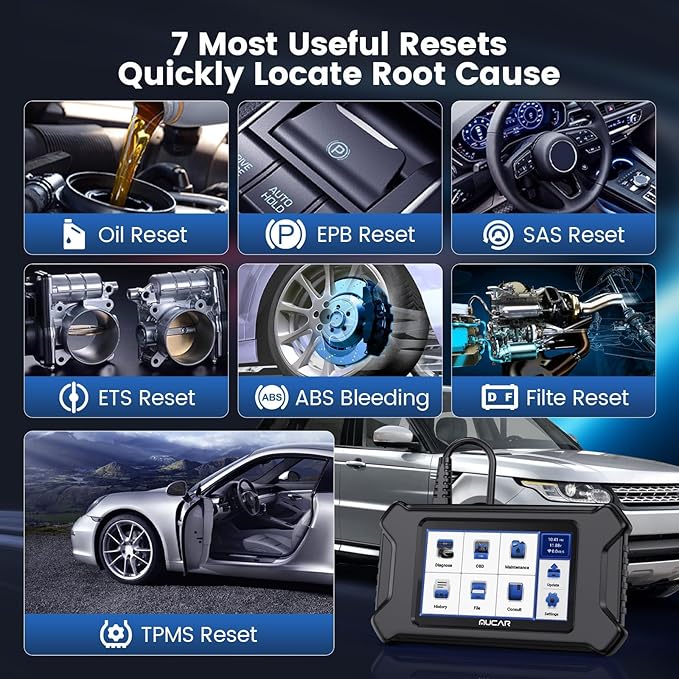 MUCAR CS6 OBD2 Scanner Diagnostic Tool, Engine Transmission BCM Car Scanner, ABS Code Reader, SRS TPMS Scan Tool, 7 Reset