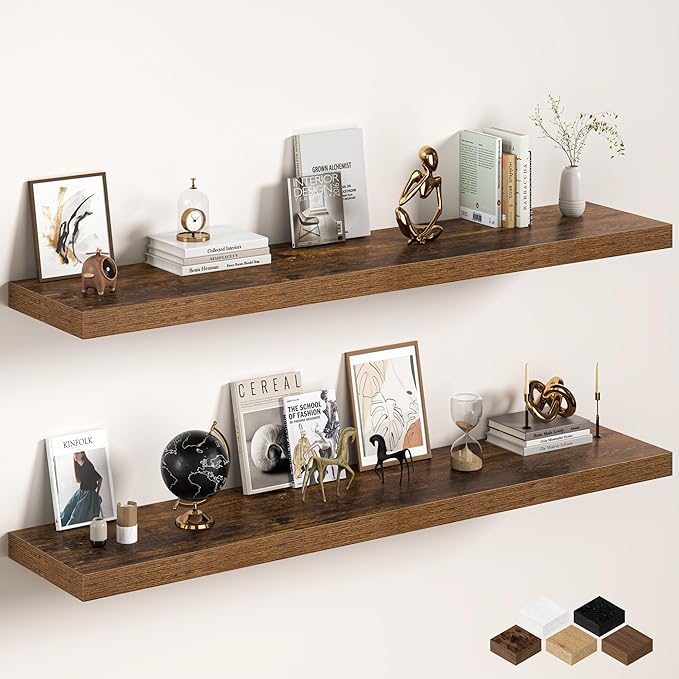 Fun Memories 72 Inch Floating Shelves, 12 Inch Deep Wall Shelf for Fireplace Mantel, Deep Storage Shelves for Home & Office, 