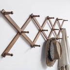 SKOLOO Hat Rack for Wall with 14 Hooks, Solid Wooden, Modern, Expandable Coat Rack Wall Mount for Coats, Hats, Bags, Baseball