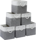 11 x 11 Inch Storage Cubes, 6 Pack Large Collapsible Fabric Storage Bin with Ropes, Foldable Storage Cubes for Home, Office,C